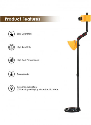 Waterproof Metal Detector With Shovel And Rake Yellow