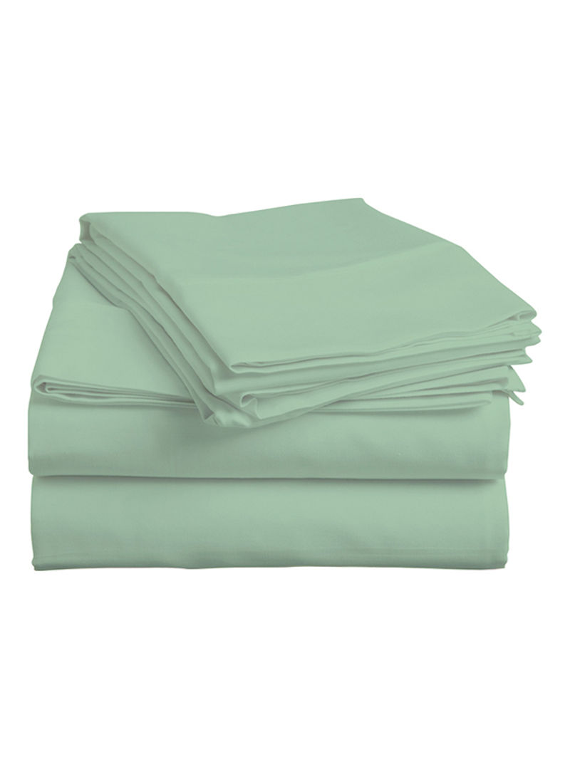 4-Piece Egyptian Cotton Sheet And Pillowcase Set Cotton Green Super King