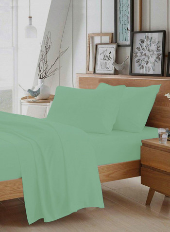 4-Piece Egyptian Cotton Sheet And Pillowcase Set Cotton Green King