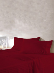 4-Piece Stripe Collection Bedding Set Cotton Burgundy Double