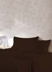 4-Piece Stripe Collection Bedding Set Cotton Chocolate Single