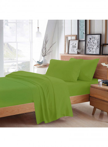 4-Piece Egyptian Cotton Sheet And Pillowcase Set Cotton Parrot Green Double