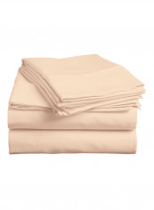 4-Piece Egyptian Cotton Sheet And Pillowcase Set Cotton Peach Solid Double