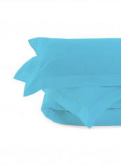 4-Piece Stripe Collection Bedding Set Cotton Light Blue Single
