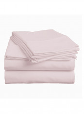 4-Piece Egyptian Cotton Sheet And Pillowcase Set Cotton Pink King