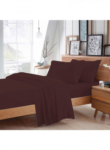 4-Piece Egyptian Cotton Sheet And Pillowcase Set Cotton Red King