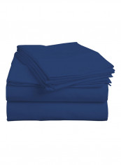 4-Piece Egyptian Cotton Sheet And Pillowcase Set Cotton Royal Blue Double