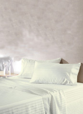 4-Piece Stripe Collection Bedding Set Cotton Ivory Super King