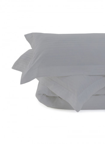 4-Piece Stripe Collection Bedding Set Cotton Silver King