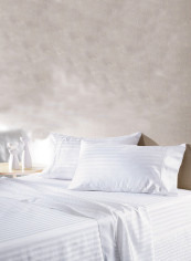 4-Piece Stripe Collection Bedding Set Cotton White Single