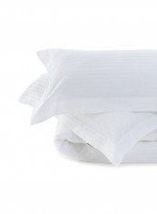 4-Piece Stripe Collection Bedding Set Cotton White Super King