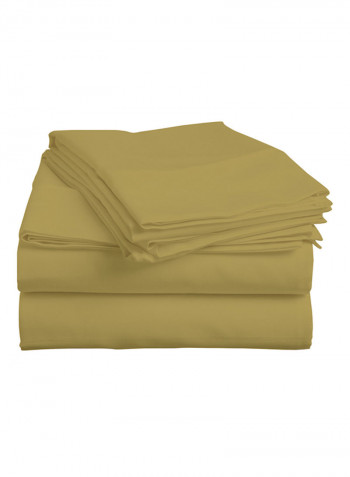 4-Piece Egyptian Cotton Sheet And Pillowcase Set Cotton Green Single