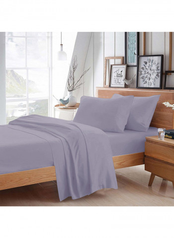4-Piece Egyptian Cotton Sheet And Pillowcase Set Cotton Lilac Super King