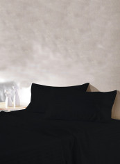 4-Piece Stripe Collection Bedding Set Cotton Black Single