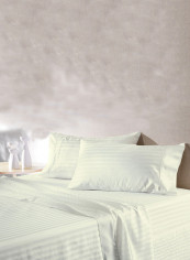 4-Piece Stripe Collection Bedding Set Cotton Ivory King
