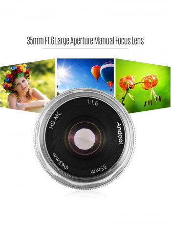 Multilayer Film Manual Focus Camera Lens Silver/Black