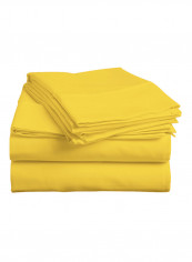 4-Piece Egyptian Cotton Sheet And Pillowcase Set Cotton Yellow Single