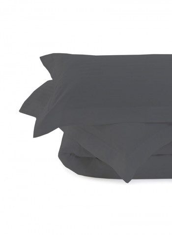 4-Piece Stripe Collection Bedding Set Cotton Dark Grey King