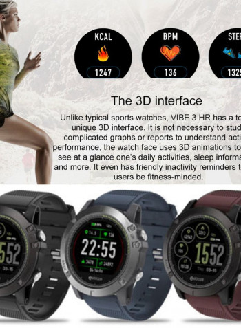 3 HR Smart Watch Sport IP67 Long Standby 24h Heart Rate IOS Android Heart Rate Red