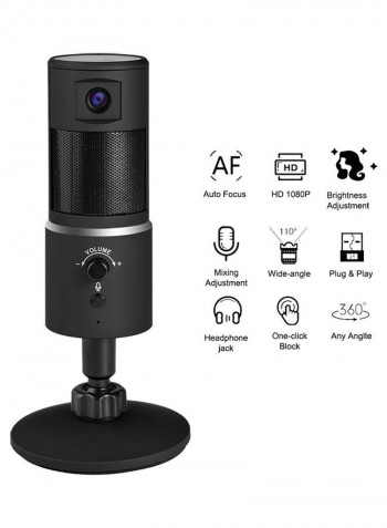 USB Streaming Microphone With Webcam LU-VH50-30 Black