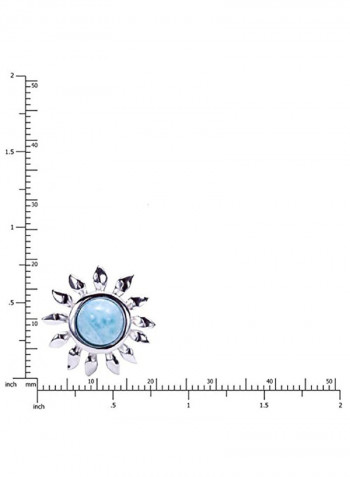 Natural Larimar Sunflower Shape 925 Sterling Silver Earrings