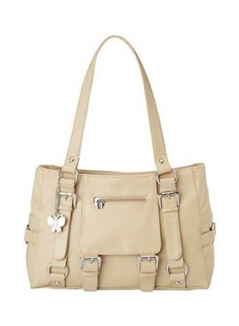 Polyester Blend Shoulder Bag Off White