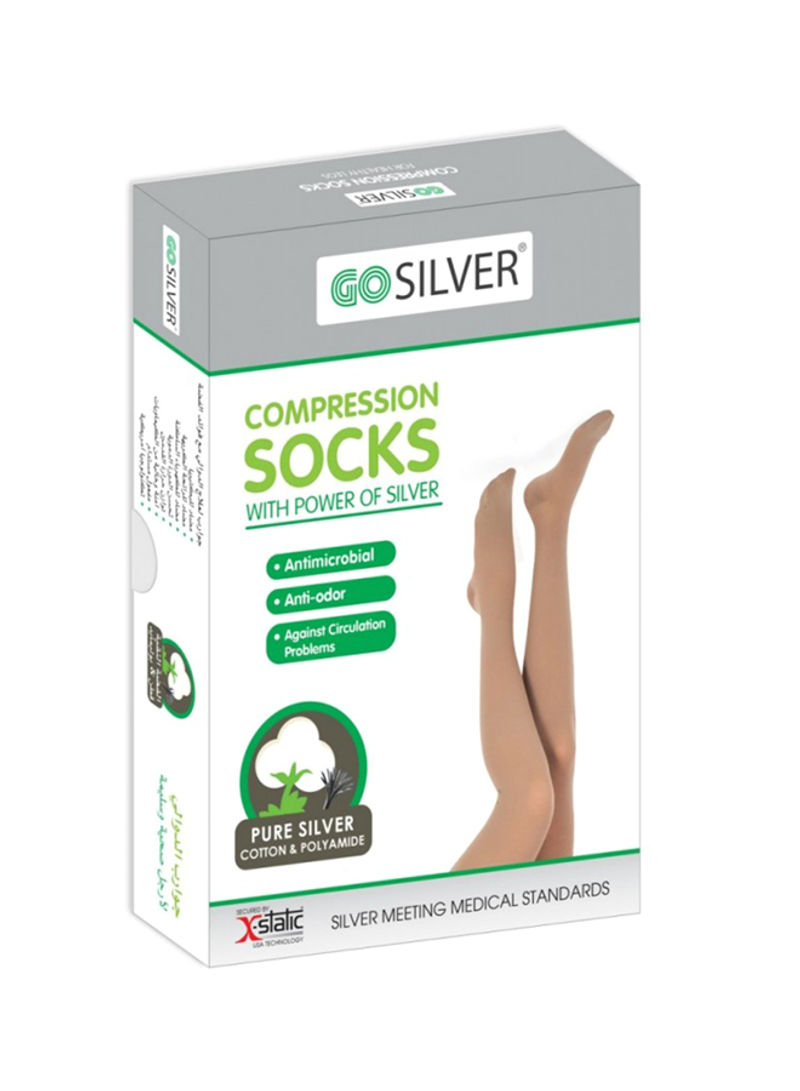 Over Knee High Compression Socks, Class 1 (18-21 mmHg) Open Toe With Silicon Flesh