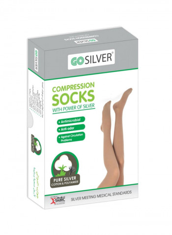 Over Knee High Compression Socks, Class 1 (18-21 mmHg) Open Toe With Silicon Flesh