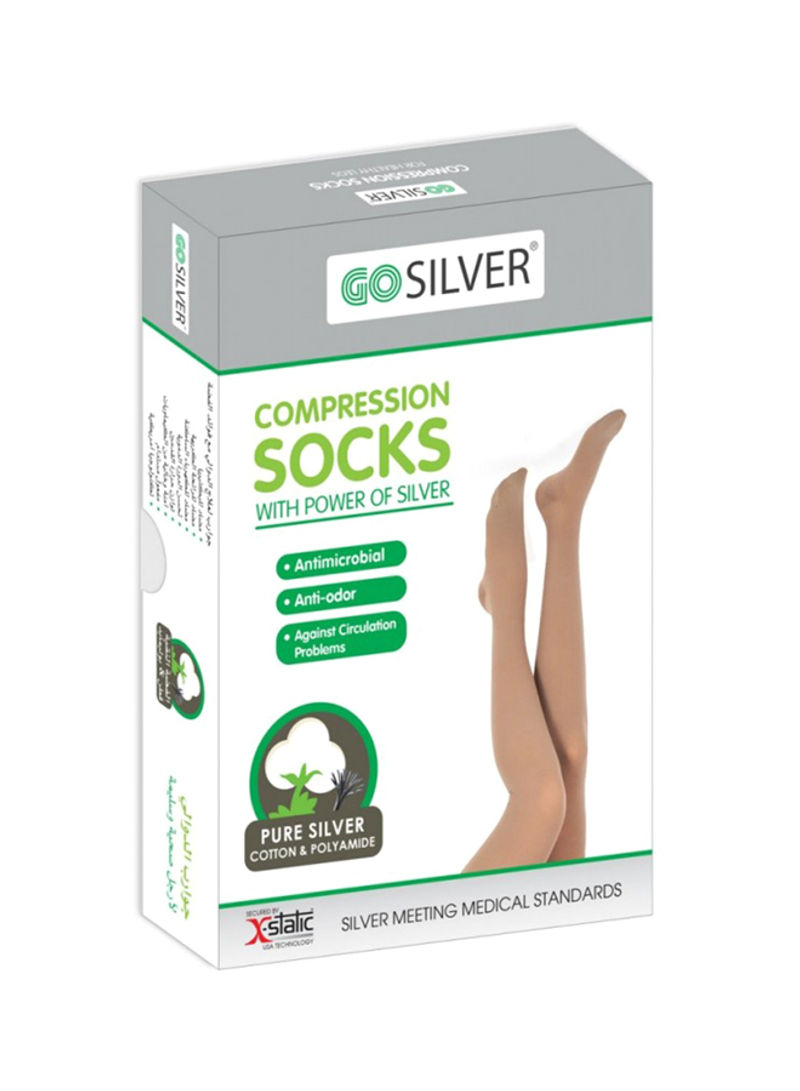 Over Knee High Compression Socks, Class 1 (18-21 Mmhg) Open Toe With Silicon Flesh