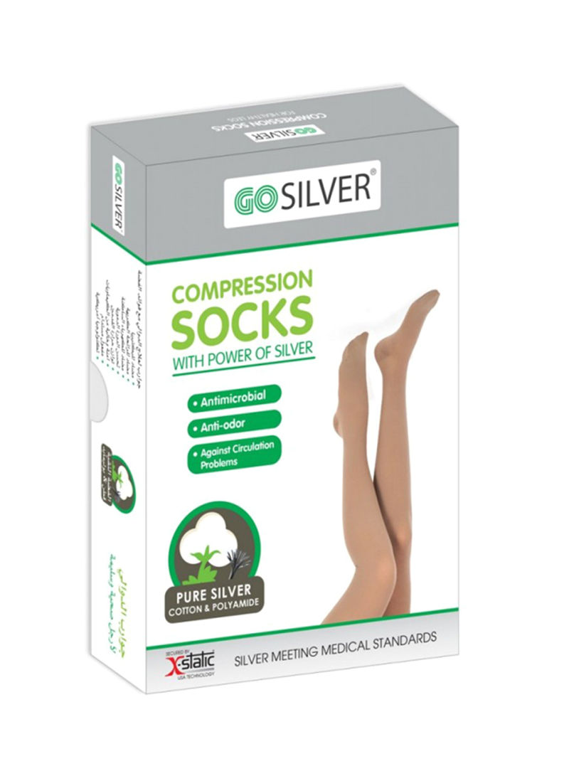 Over Knee High Compression Socks, Class 1 (18-21 mmHg) Open Toe With Silicon Flesh