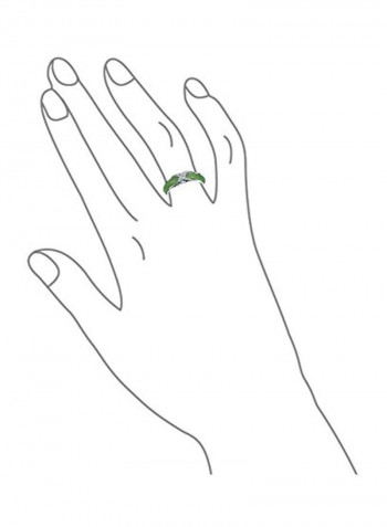 925 Sterling Silver Cubic Zirconia And Jade Studded Band Ring