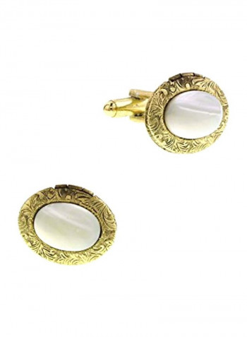 Gold Plated Stone Studded Cuff Links