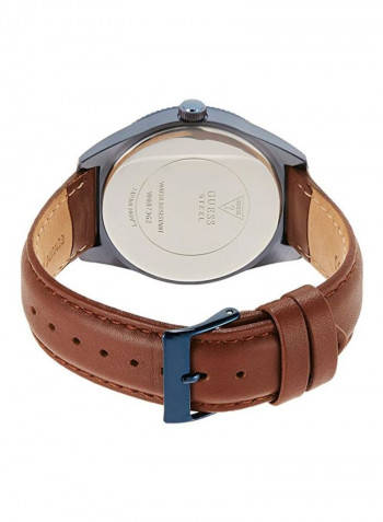 Men's Leather Round Analog Wrist Watch