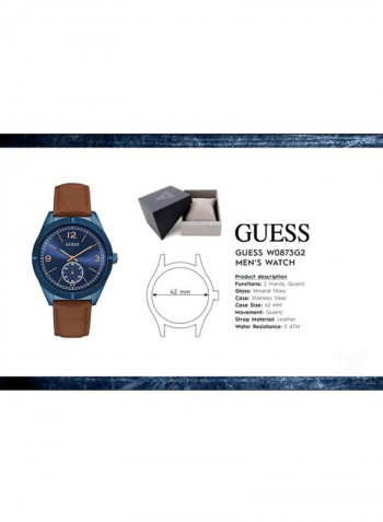 Men's Leather Round Analog Wrist Watch