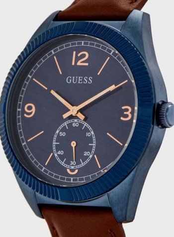 Men's Leather Round Analog Wrist Watch
