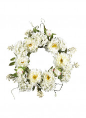 Peony Hydrangea Wreath White/Green 20inch