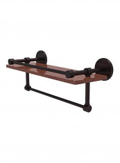 Prestige Skyline Collection Wood Shelf With Integrated Towel Bar Brown/Black 16inch