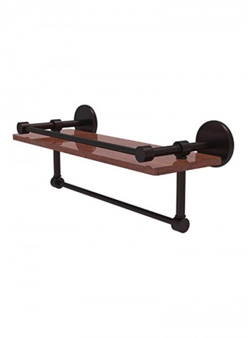 Prestige Skyline Collection Wood Shelf With Integrated Towel Bar Brown/Black 16inch