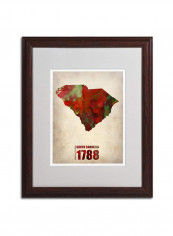 South Carolina Watercolor Map Wooden Framed Wall Art Multicolour 16 x 20inch