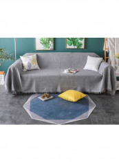 Solid Pattern Tassel Sofa Slipcover Grey reviews Solid Pattern Tassel Sofa Slipcover Grey
