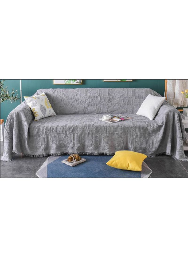 Tassel Pattern Supple Sofa Slipcover Grey