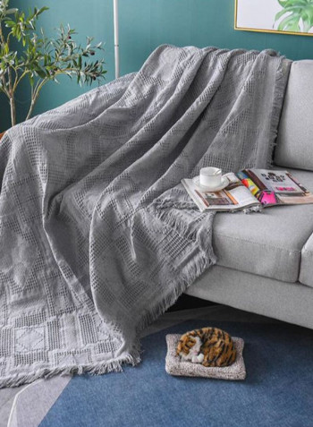 Tassel Pattern Supple Sofa Slipcover Grey