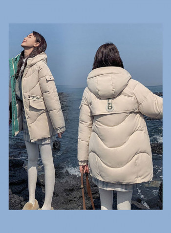 Long Sleeves Hooded Jacket Beige