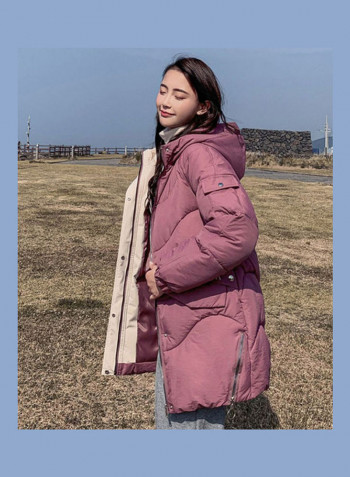 Long Sleeves Hooded Jacket Beige