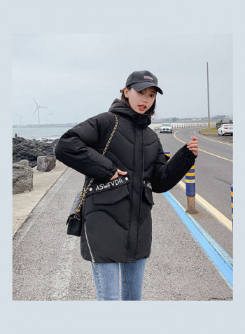 Long Sleeves Hooded Jacket Black