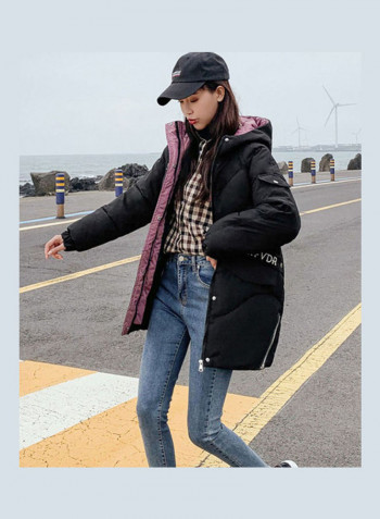 Long Sleeves Hooded Jacket Black