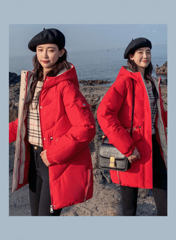 Long Sleeves Hooded Jacket Red