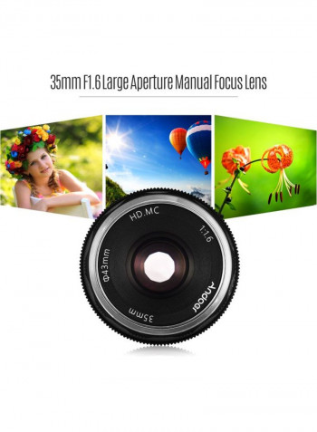 Manual Focus Wide Angle Fisheye Lens Black/Silver
