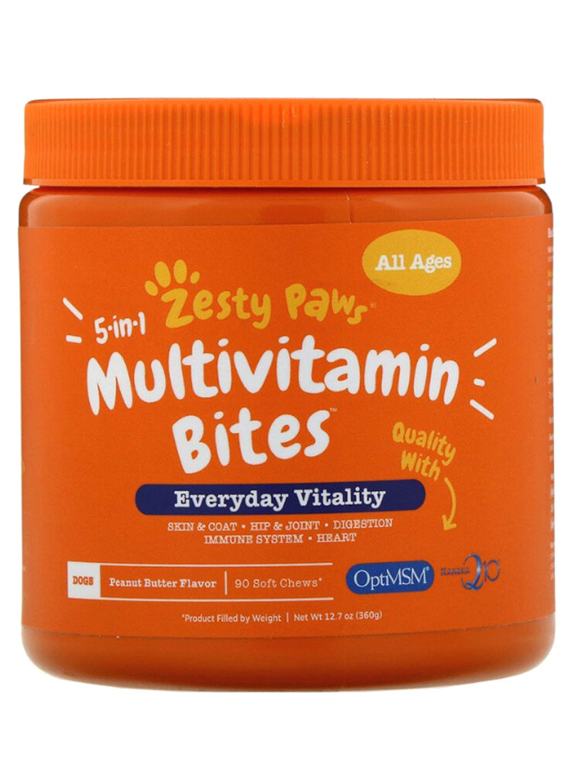 5-In-1 Peanut Butter Flavor Multivitamin Bites - 90 Soft Chews Orange 12.7ounce