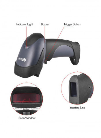 USB Wired Handheld Barcode Scanner Black